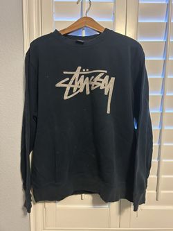 VTG Y2K 2000s STUSSY EMBOSSED LOGO BLUE HEAVYWEIGHT CREWNECK SIZE MEDIUM