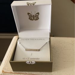 Silver Treasures Initial J Sterling Silver Necklace 