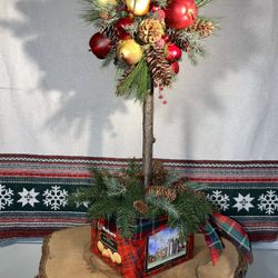 SOLD! Artisan handcrafted Permanent Holiday Topiary With A British Flair