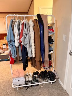 Clothing Rack with Shelves & Shoe Storage – White