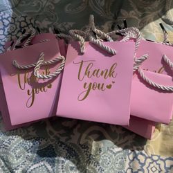 14ct Mini Thank You Gift Bags With Handle Light Purple 