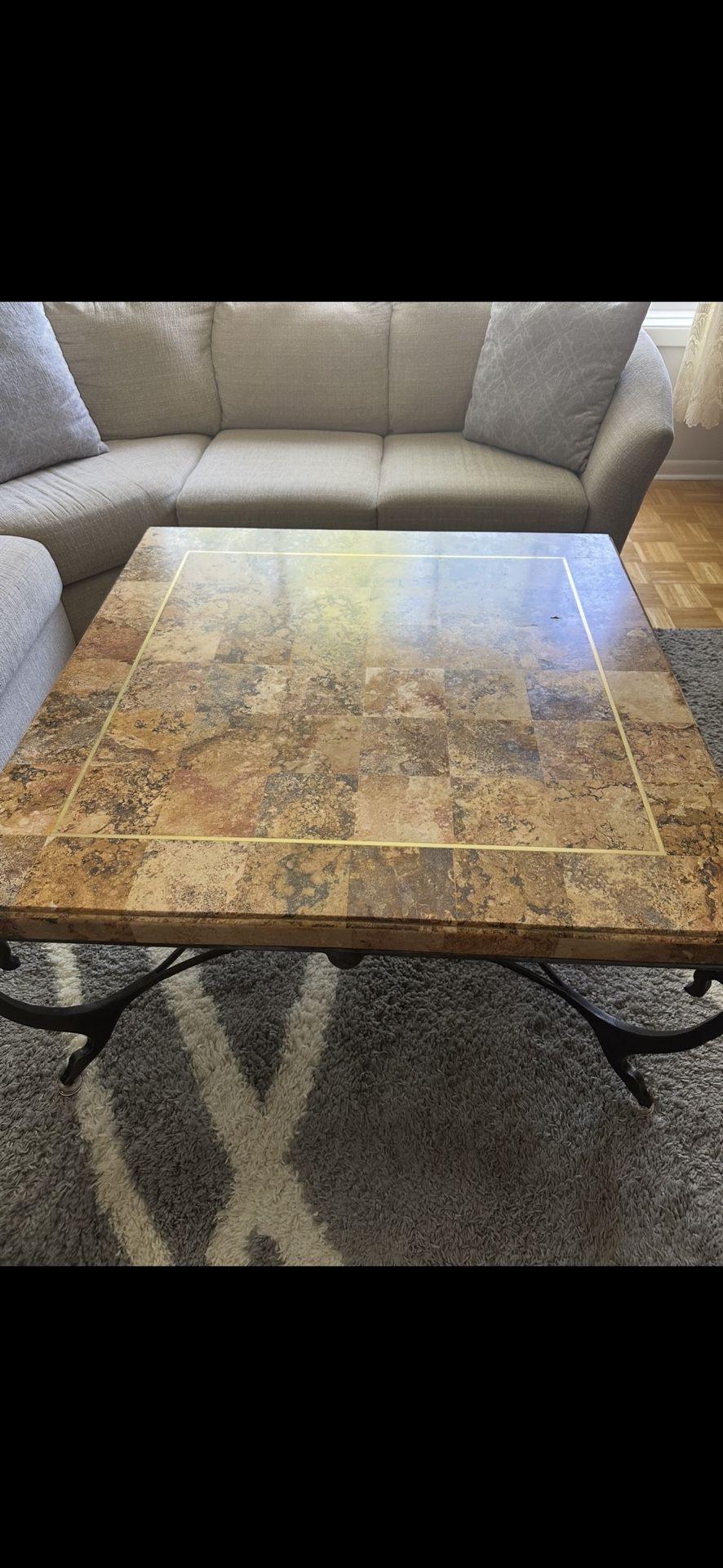 Marble Coffee Table With Metal Legs