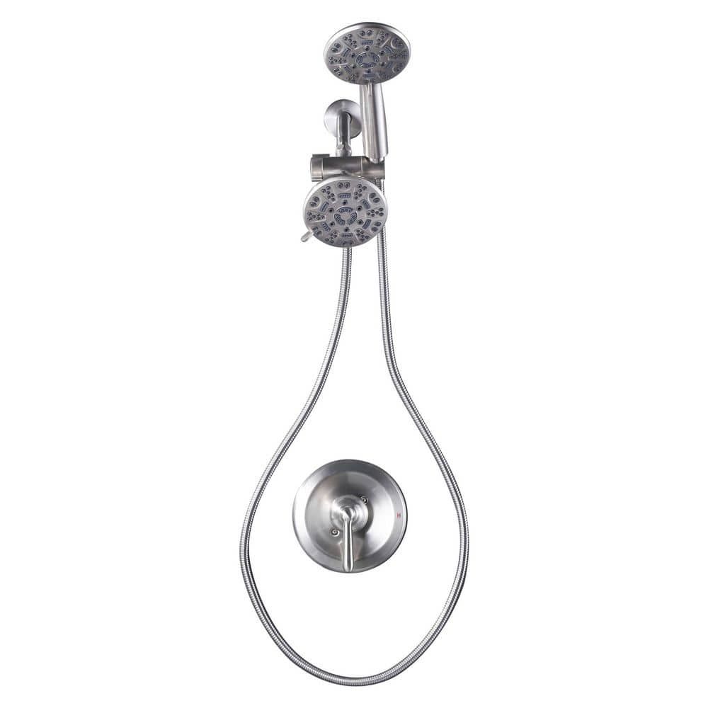 7-spray 4 in. Wall Mount Dual Shower Head and Handheld Shower Head 1.8 GPM