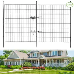 Edwards Garden Fence 15 Panels No Dig Decorative Fence for Outdoor Yard Patio 29x32 in Animal Barrier Rustproof Metal Wire Panel Temporary Dog Fence F