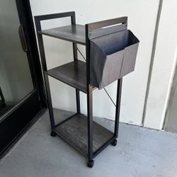 New In Box 3 Tier Rolling 20”W x 14”D x 42”H Microwave Stand Printer Shelf With Side Organizer And Locking Wheels 