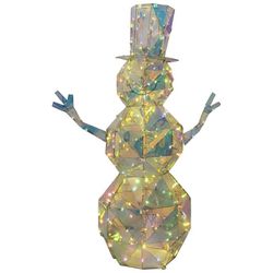 60 in. Christmas Sparkle Modern Angular-Large Snowman-Iridescent in White