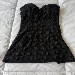 Charlotte Russe Black Strapless Ruffle Bustier Mini Dress Top (S)