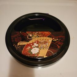 Unique Flat Back Japanese Laquered Hanging Wall Vase