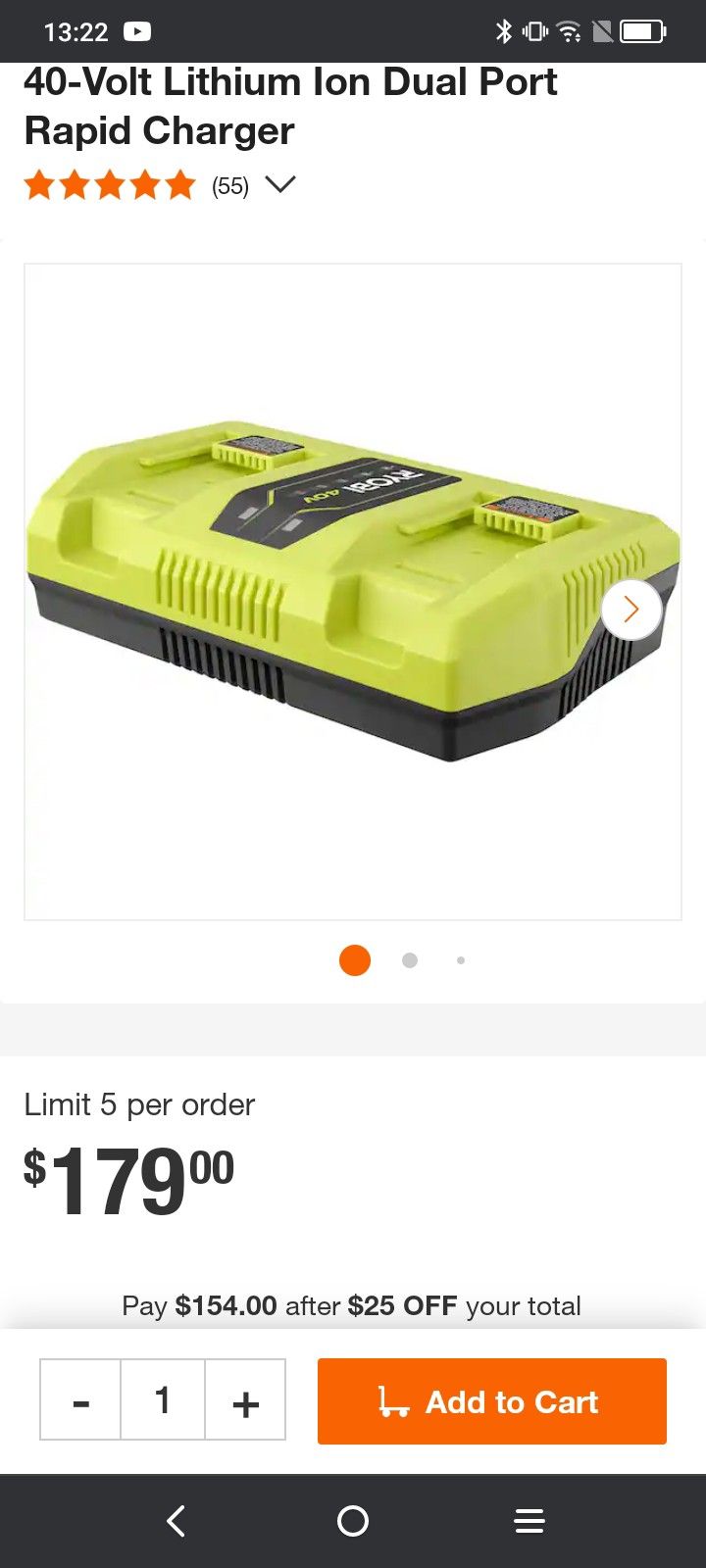 40V DUAL PORT RAPID CHARGER