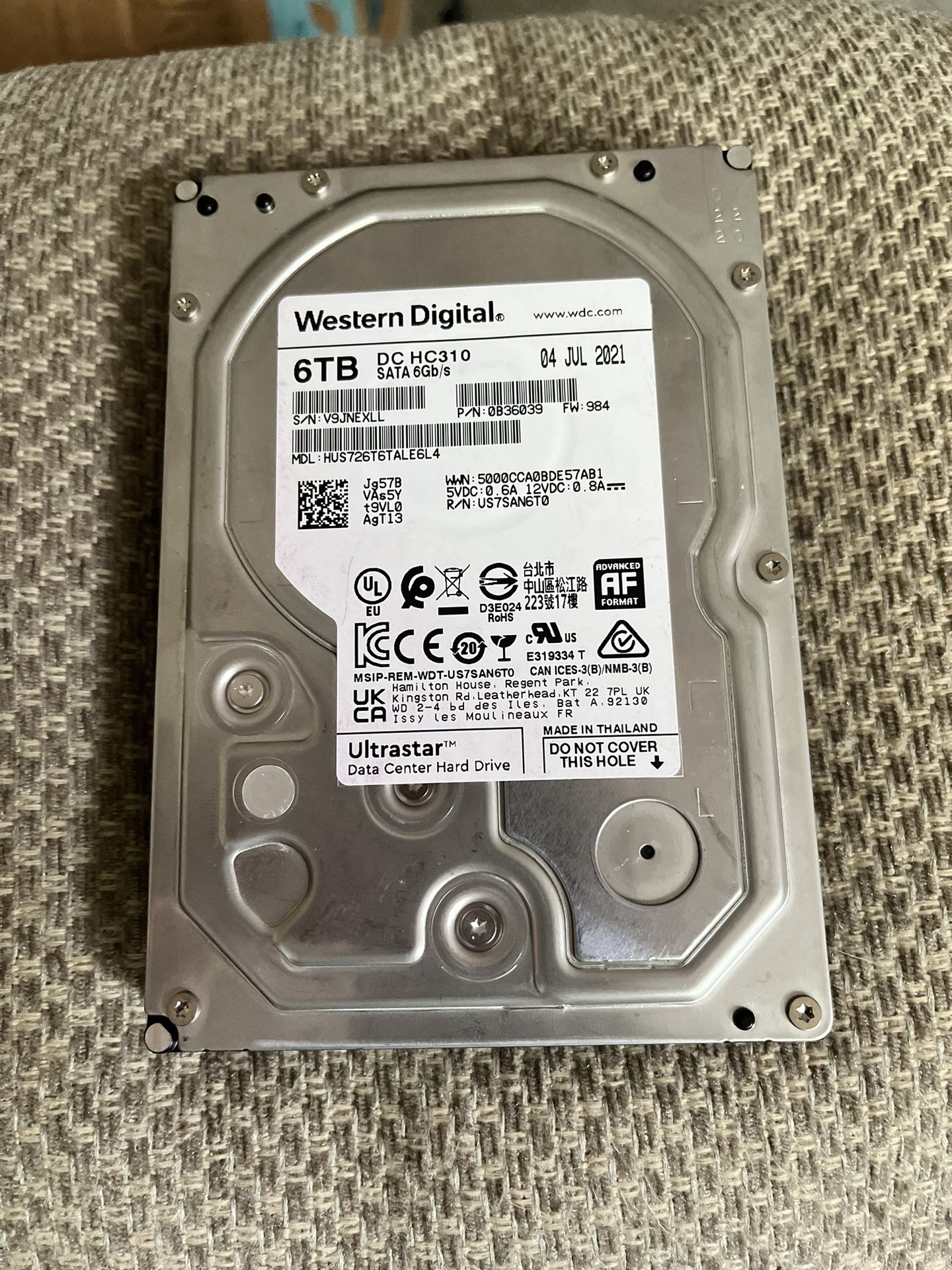HDD for 6TB 3.5" SATA 6 Gb/s 256MB 7200RPM