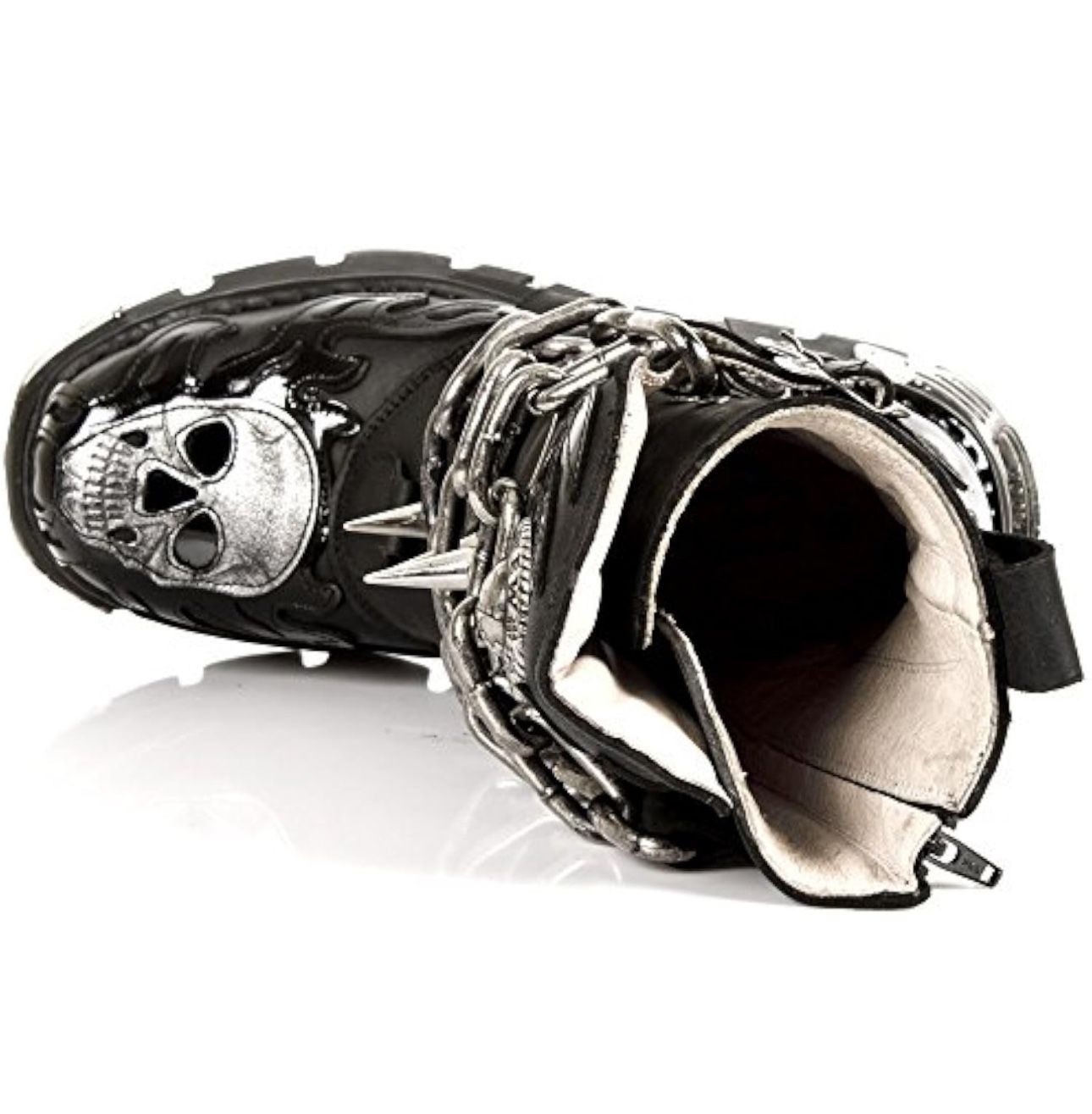 New Rock Mens Black Leather Skull Flame Reactor Boots M.727-S1 size 43(similar to a us 9.5 ish)