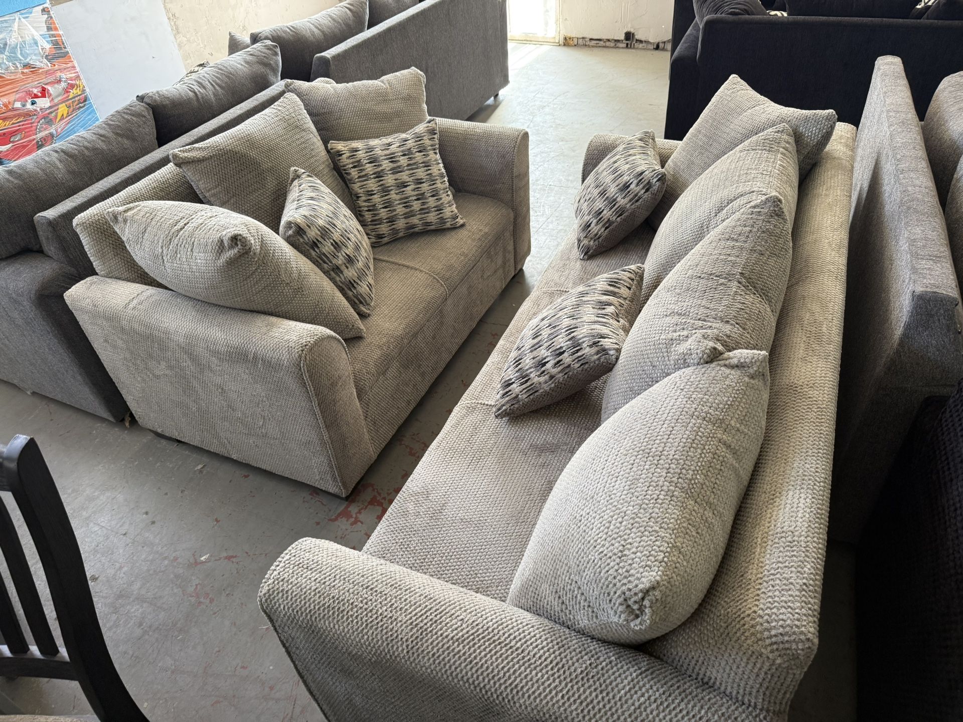 New Gray Sofa & Loveseat Corduroy Soft Fabric