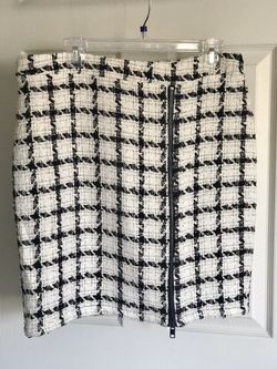 NEW With Tags White Plaid Tweed Skirt