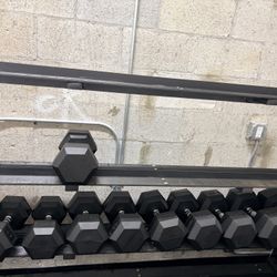 Commercial Dumbbell Rack and Variety of Weights