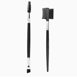 Duo Eyebrow Brush, Spoolie Brush and Eyelash Comb 2 PCS Professional Eyebrow Makeup Tool (Black)

