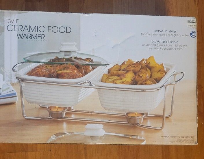 CERAMIC FOOD WARMER, HARDLY USED, IN BOX, EXCELLENT CONDITION $20