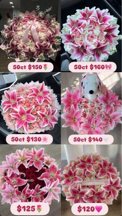 Ramo buchón rose bouquets girlfriend lilies anniversary