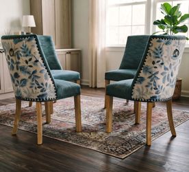 Set of 4 Pier 1 Dining Chairs — Nailhead Trim, Botanical Backs — Retails $1200+ —  Asking $245