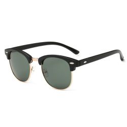 Polarized Sunglasses Clubmaster- Polarized Sunglasses with Metal Frame - Black