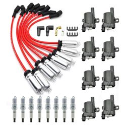 8PCS UF262 Round Ignition Coil Pack & 41-962 Spark Plugs Compatible with Chevrolet Express 4.3 4.8 5.0 5.3 2003-2007 Spark Plug Wires Harness for GMC 