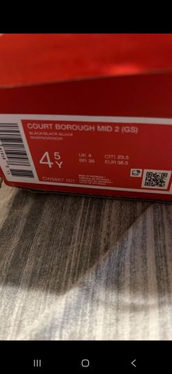 Nike Court Borough Mid 2 GS Black Size 4.5Y