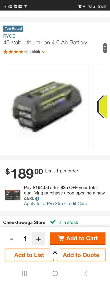 Ryobi 40V Battery 4AMP