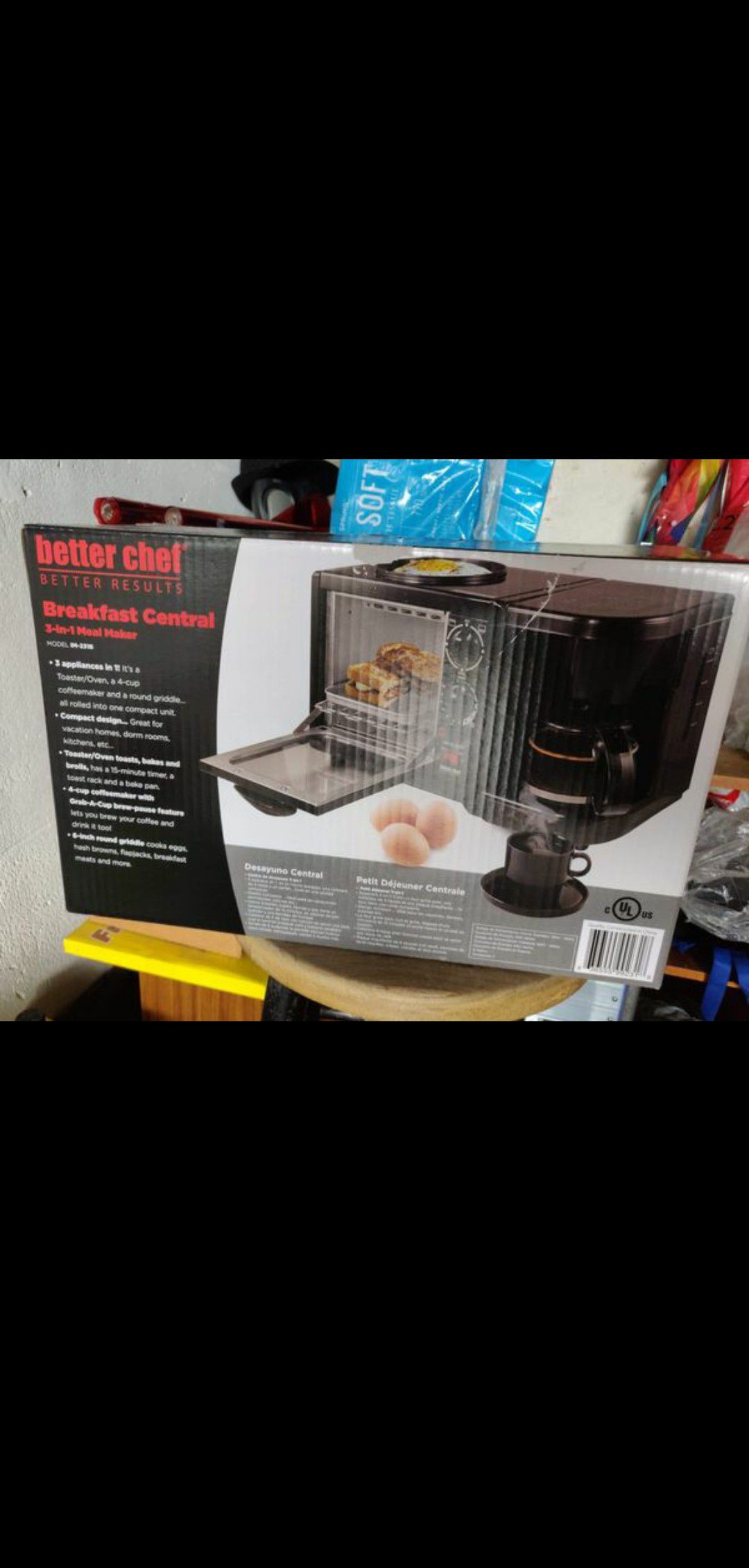 Brand New Better Chef Breakfast Central 3-in-1 Meal Maker- Black (toaster/oven, coffee maker, griddle) Great for dorm