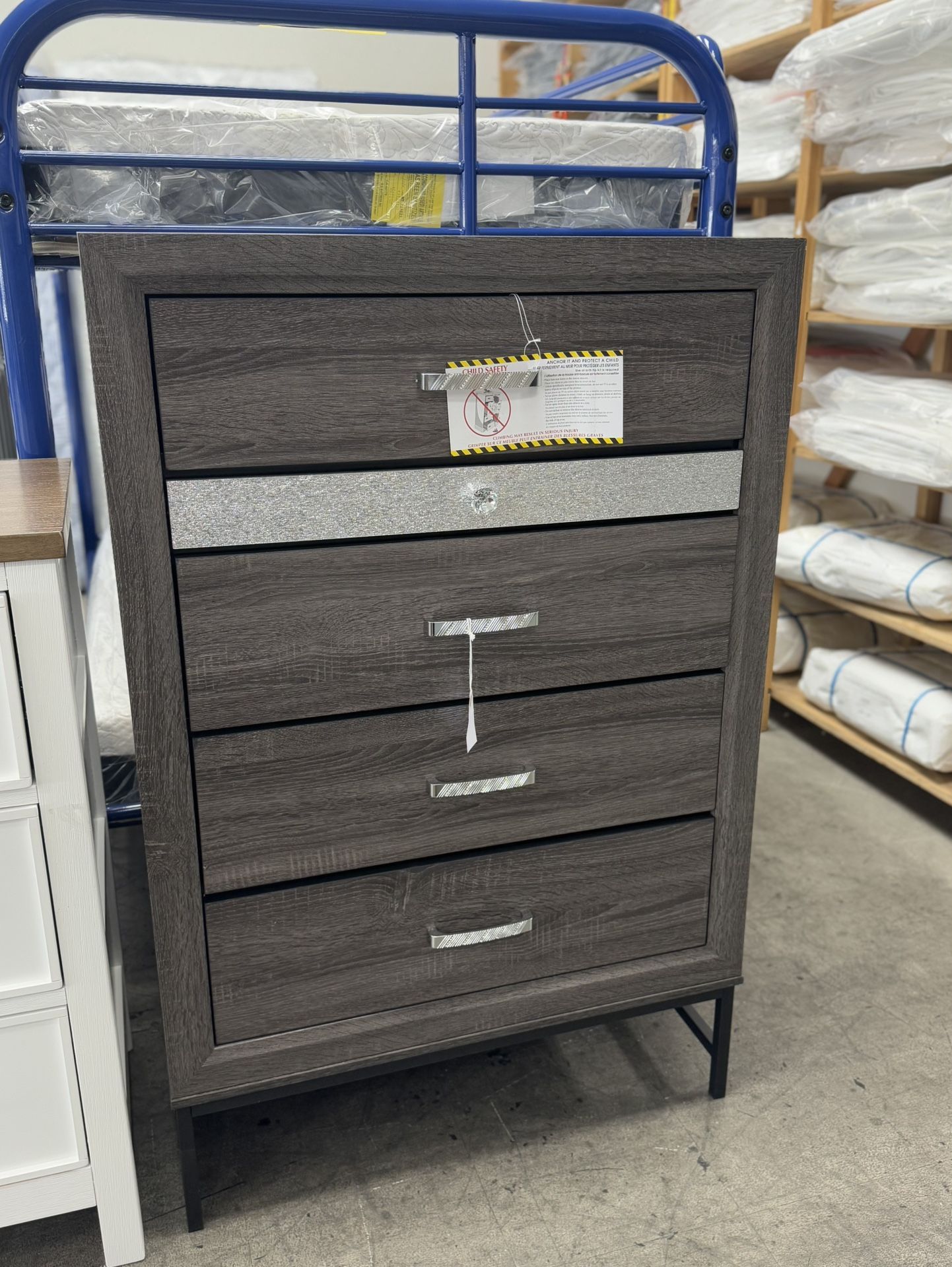 BRAND NEW Grey Chest Dresser Jewelry Organizer