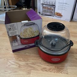 24 Cup Stir Popper Nostalgia Popcorn Maker, Red