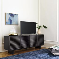 Fluted TV Stand for TVs up to 55" Black - Threshold™: Entertainment Center with Adjustable Shelves