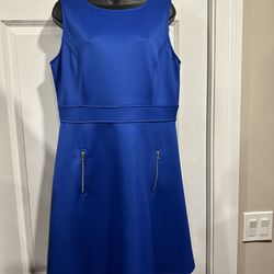 Elegant Royal Blue A-Line Dress - Size 14