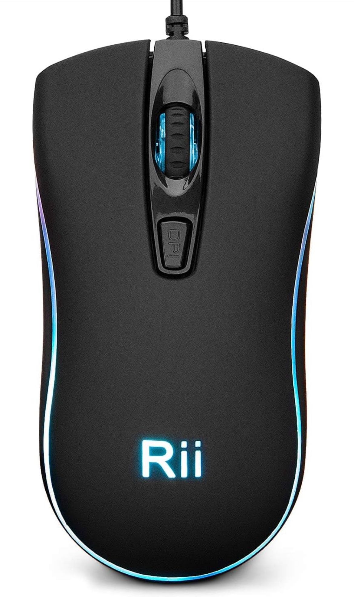 Rii Wired Mouse, Computer Mouse with Blue Backlit, Comfortable Grip Ergonomic Optical, USB Wired Mice