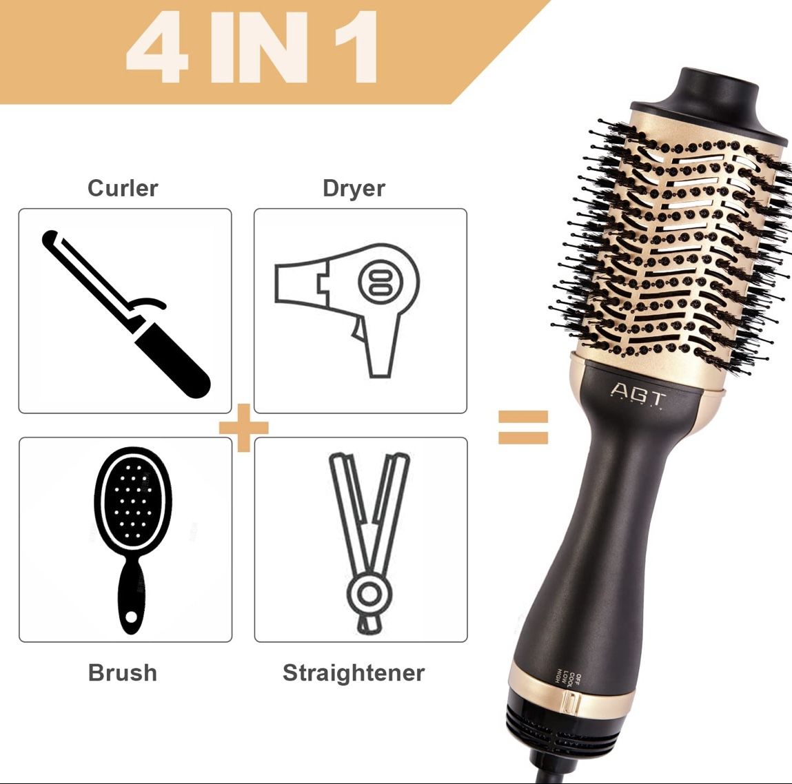 AGT Beauty Hot Air Brush, 4 in 1