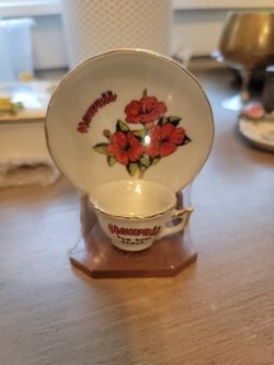 Vintage Miniature Cup & Saucer from Hawaii 50th State