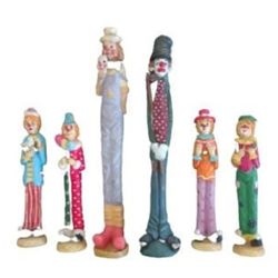 6 Vintage - 1960's Tall Clown Figurins