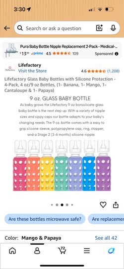 Life Factory Borosilicate Glass Baby Bottle