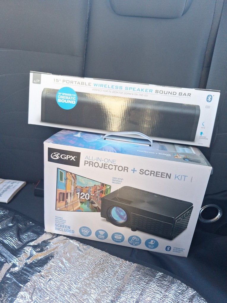 Projector With Screen And Sound Bar