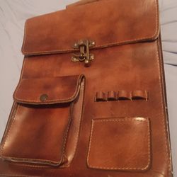 Vintage Leather Satchel Messenger Bag Marked 64565
