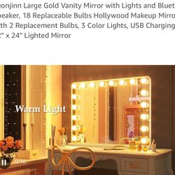 Stunning Large Gorgeous Gold Vanity Hollywood  Mirror! 