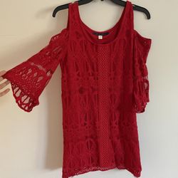 Red Lace Off The Shoulder Dress