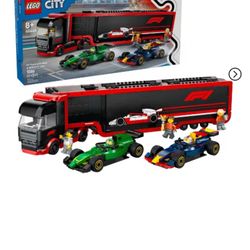 LEGO City F1 Truck with RB20 & AMR24 F1 Cars, Model Car Building Toy 60445