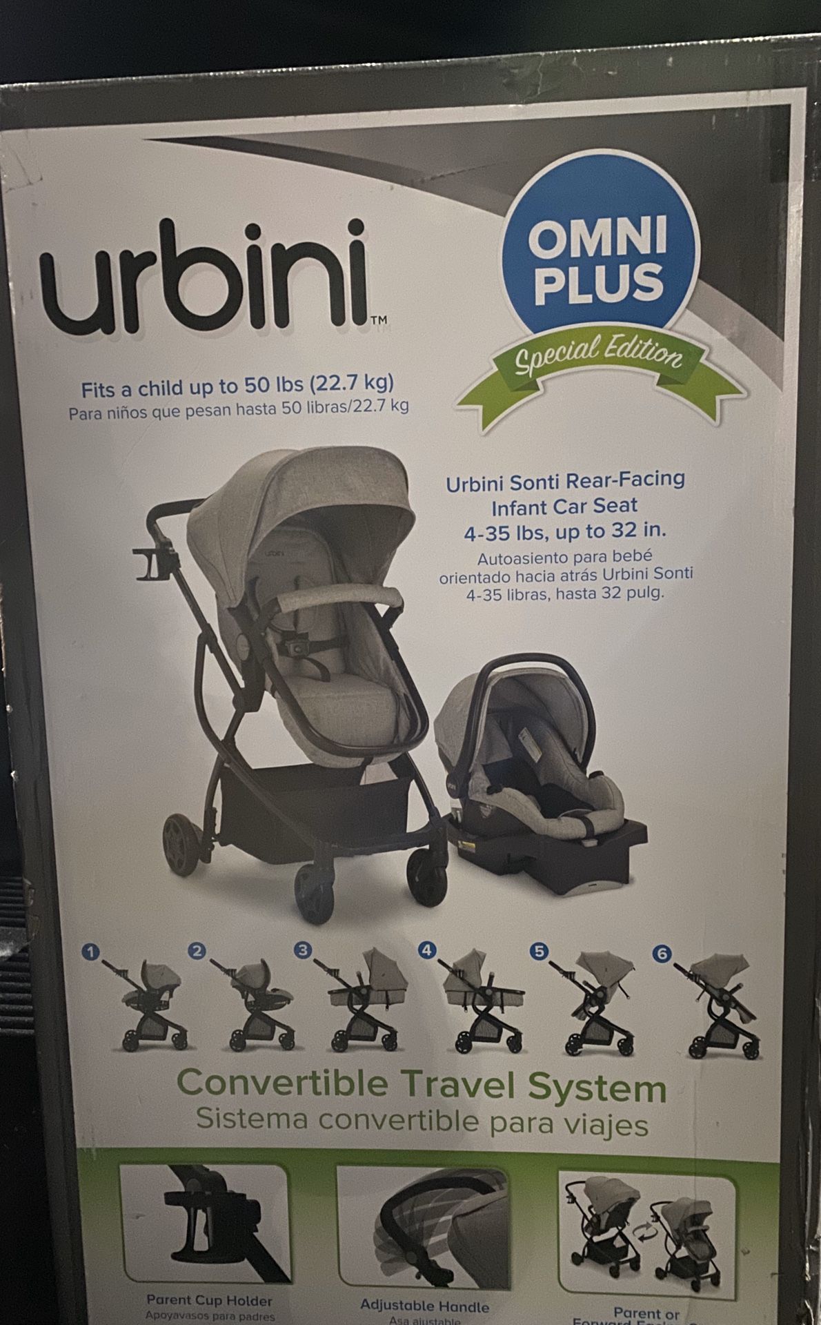 Grey stroller and infant car seat