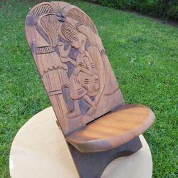 Vintage Africa Wood Stool Chair Carved Wood Elephant  heavy natural wood Furniture

