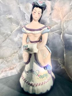 Vintage Kay Finch California Pottery Lady Figurine Pastel Floral MCM Ceramic Woman