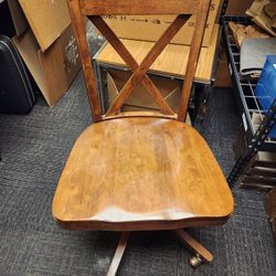 Wooden Desk Chair on Wheels
