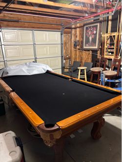 Solid Wood Pool Table with cues, balls and rack