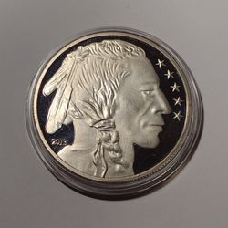 GREAT NOVELTY.999 FINE SILVER BULLION ROUND PLATED ONE TROY  OUNCE**INDIAN HEAD**DEEP MIRROR  & GEM**PLASTIC CUPS**