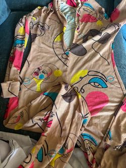 Abstract Face Print Zip-Up Jumpsuit