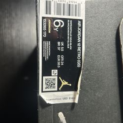 Size 6y, Jordan12 First Come First Serve. 