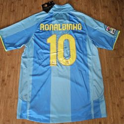FC Barcelona 2007 2008 Away Soccer Jersey Football Shirt Nike Men's Size 

RONALDINHO GAÙCHO #10

Size available:
L
XL

Brand new with tags